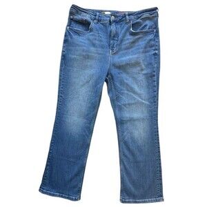 Pilcro High Rise Straight Leg Jeans Blue Denim Stretch Size 32 Anthropologie